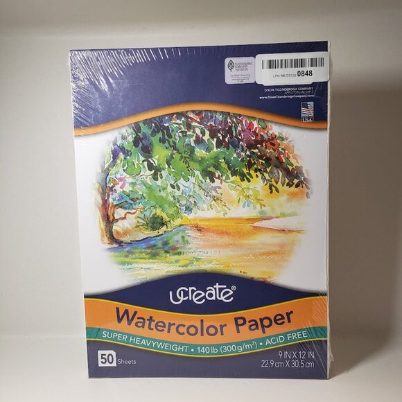 New UCreate Watercolor Paper White, 140 lb. 9" x 12" 50 Sheets art supplies scho - Picture 1 of 8